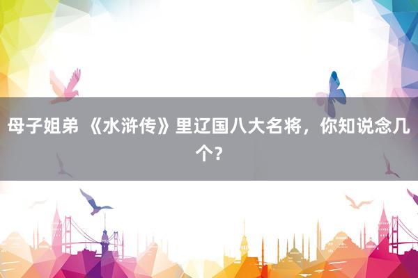 母子姐弟 《水浒传》里辽国八大名将，你知说念几个？
