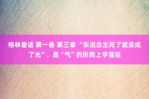 格林童话 第一卷 第三章 “东说念主死了就变成了光”，是“气”的形而上学蔓延