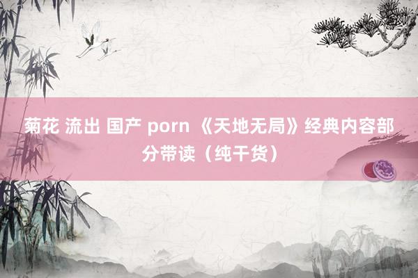 菊花 流出 国产 porn 《天地无局》经典内容部分带读（纯干货）